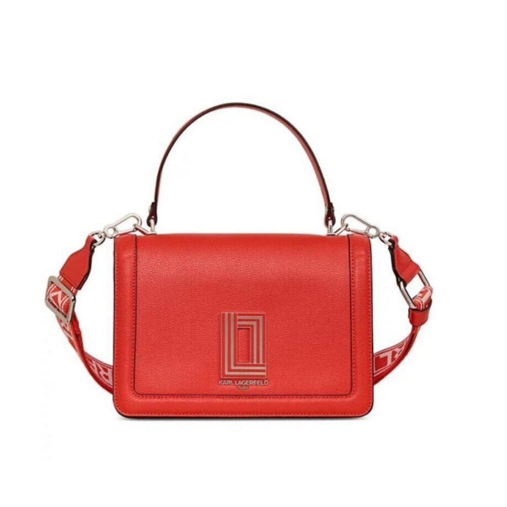 KARL LAGERFELD Paris Simone leather small crossbody bag -Red /Vermillon (Used)
